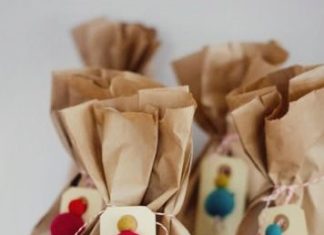 Birthday Inspiration: Bright balls and brown paper bag wrapping. Love it. www.thislittlestr…