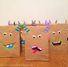 Birthday Inspiration: DIY Mitgebseltüten im Monster-Look für Monster-Kindergeburtstag / www.loloundt…