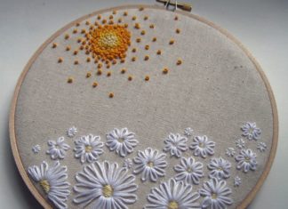 Birthday Inspiration: Embroidery Hoop Art Field of Daisies Wall Art via Etsy.