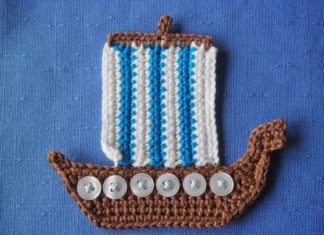 Birthday Inspiration: Häkelapplikationen – Wikinger- Drachenboot – ein Designerstück von Borretschbl…