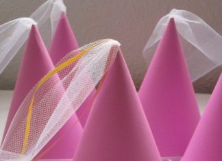Birthday Inspiration: Princess Party Hats. Make with Pink Cardstock and Tulle. Punch holes and add ela…