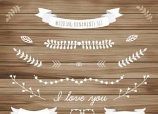 Birthday Inspiration: Weiße Hochzeit Ornament der Blätter Sammlung Kostenlose Vektoren