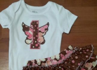 Birthday Inspiration: butterfly kisses first birthday ruffle bottom diaper cover bloomer set brown and…