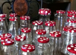 Birthday Inspiration: fairy party mushroom jars to collect goodies hiding in garden – what a cute idea