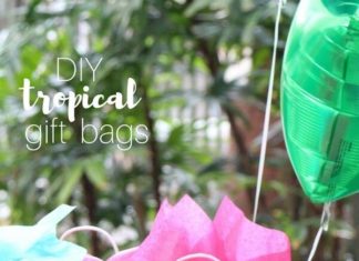 Birthday Party : These DIY Tropical Gift Bags are perfect for a hotel staycation party – the lowe…