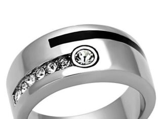 Birthday Gifts Ideas : Men's Russian Lab Diamond Stainless Steel Wedding Ring
