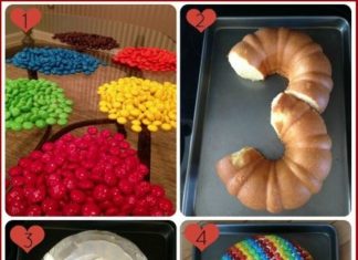 Birthday Decoration : #3 m&m cake Maybe I can make this when my hubby turns 30 By making an extra bund…