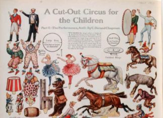 Birthday Decoration : Circus cutouts for children by C. Durand Chapman, 1913~Photo by Jim Sneed from t…