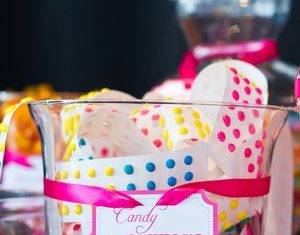 Birthday Decoration : Colorful button candy strips at a circus themed birthday party {Photo by Jennife…