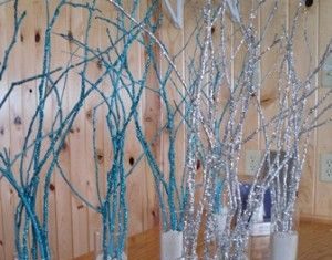 Birthday Decoration : DIY Glitter Sticks — could do this with sticks from trees around school