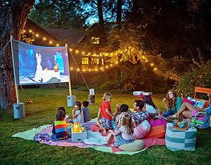 Birthday Decoration : For a backyard movie night, you can project a film onto any light-colored backgr…