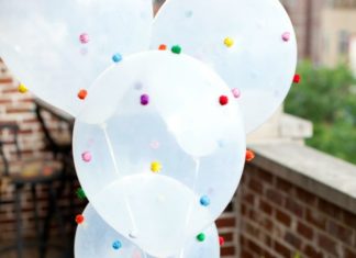 Birthday Decoration : Glue pom-poms on them. | 32 Unexpected Things To Do With Balloons