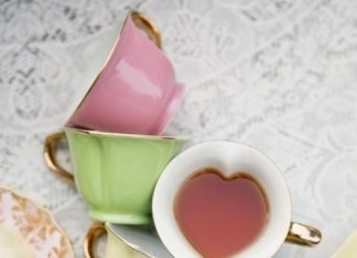 Birthday Decoration : Inside-out heart teacup and saucer set from Steeped Tea, Inc.