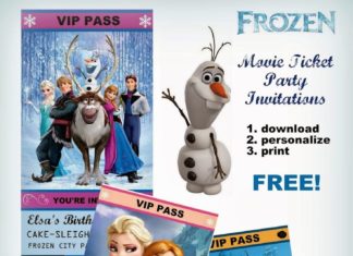 Birthday Decoration : Movie Ticket Style FROZEN Party Invitations (Free download) and 20+ Ideas for th…