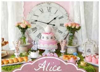 Birthday Decoration : Stunning Alice in Wonderland girl birthday party with a dessert table, teapots, …