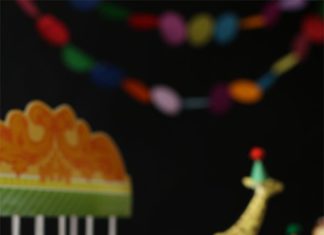 Birthday Decoration : circus party theme – paint small animal figures in party colors for table décor…