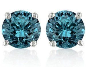 Birthday Gifts Ideas : .36CT Genuine Blue Diamond Stud Earrings
