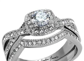 Birthday Gifts Ideas : 1.3CT Round Cut Halo Russian Lab Diamond Bridal Set Wedding Band Ring