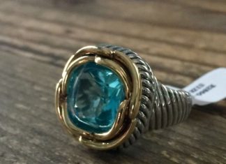 Birthday Gifts Ideas : 14K Gold & Platinum 8CT Cushion Cut Aquamarine Ring