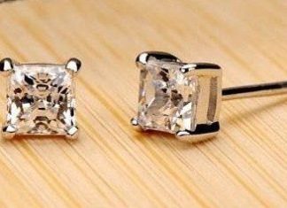 Birthday Gifts Ideas : 1CT Princess Cut Russian Lab Diamond Solitaire Stud Earrings
