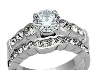 Birthday Gifts Ideas : 1CT Round Cut Russian Lab Diamond Bridal Set Wedding Band Ring
