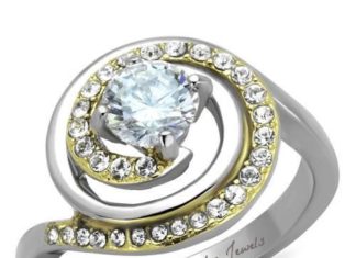 Birthday Gifts Ideas : 1CT Round Cut Solitaire Swirl Gold Accent Russian Lab Diamond Engagement Ring
