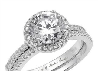Birthday Gifts Ideas : 2.1CT Round Cut Russian Lab Diamond Halo Bridal Set Wedding Band Ring
