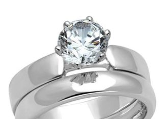 Birthday Gifts Ideas : 2CT Round Cut Russian Lab Diamond Bridal Set Wedding Band Ring