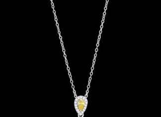 Birthday Gifts Ideas : 2TCW Fancy Yellow Pear Cut Halo Russian Lab Diamond Necklace