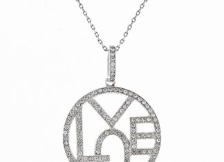 Birthday Gifts Ideas : 3TCW Russian Lab Diamond LOVE Necklace