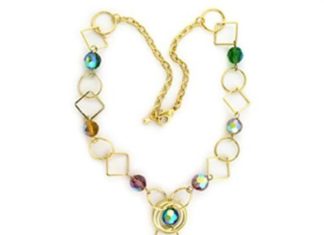 Birthday Gifts Ideas : A Dainty 14K Gold Glass Geometric Gemstone Necklace