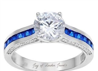 Birthday Gifts Ideas : A Perfect 1.8CT Round Cut Solitaire Russian Lab Diamond Channel Set Blue Sapphir…
