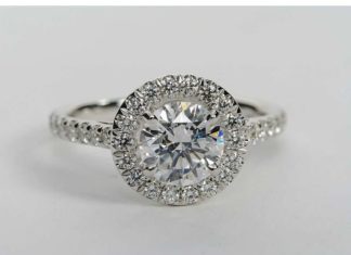 Birthday Gifts Ideas : A Perfect 2 Carat Halo Russian Lab Diamond 18K White Gold Engagement Ring