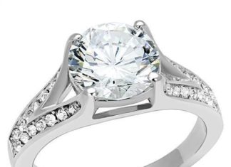 Birthday Gifts Ideas : A Perfect 2.5CT Round Cut Russian Lab Diamond Split Shank Engagement Ring