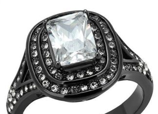 Birthday Gifts Ideas : A Perfect 2CT Emerald Cut Russian Lab Diamond Black Gold Bridal Set Ring Wedding…