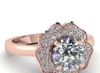Birthday Gifts Ideas : A Perfect 2CT Round Cut Halo Russian Lab Diamond Rose Gold Ring