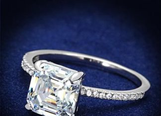 Birthday Gifts Ideas : A Perfect 3CT Asscher Cut Halo Russian Lab Diamond Engagement Ring