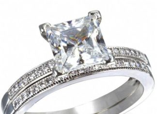 Birthday Gifts Ideas : A Perfect 3CT Princess Cut Russian Lab Bridal Set Ring