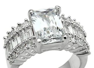 Birthday Gifts Ideas : A Perfect 4.3CT Emerald Cut Russian Lab Diamond Engagement Ring