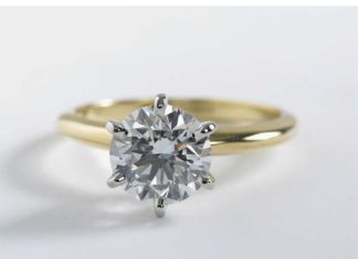 Birthday Gifts Ideas : A Perfect 4CT Round Cut Tiffany Style Russian Lab Diamond 14K Yellow Gold Ring