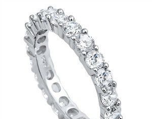 Birthday Gifts Ideas : A Perfect 8TCW Solitaire Cut Russian Lab Diamond Wedding Bands Eternity Infinity…