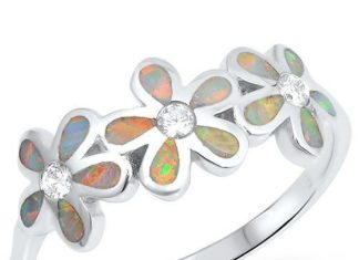 Birthday Gifts Ideas : A Perfect Opal Plumeria Wedding Band Promise Ring