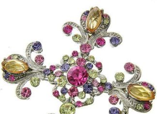 Birthday Gifts Ideas : A Pink & Silver Crystal Cross Brooch