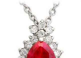 Birthday Gifts Ideas : A Vintage 3.2CT Heart Cut Red Ruby Russian Lab Diamond Accent Necklace