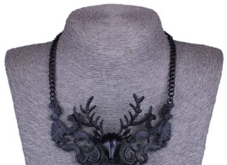 Birthday Gifts Ideas : Black, Silver or Brushed Gold Faux Deer Antler Bridal Necklace