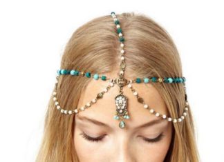 Birthday Gifts Ideas : Boho Handmade Rhinestone Blue Beads Pearl Gold Head Chain Headband Headpiece Hai…