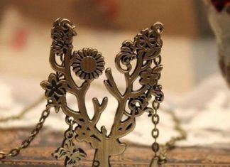 Birthday Gifts Ideas : Celebrity Inspired Antique Bronze Deer Antler Flower Necklace