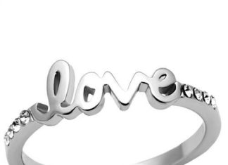 Birthday Gifts Ideas : Celebrity Trend Silver Love Script Promise Engagement Ring
