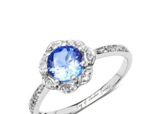 Birthday Gifts Ideas : Genuine 1CT Tanzanite & White Topaz Platinum Engagement Ring