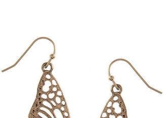 Birthday Gifts Ideas : Handmade Gold Butterfly Wing Drop Earrings by TheCharmsofLondon on Etsy